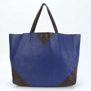 Celine Horizontal Cabas Leather Shoulder Bag Tote Handbag Blue M